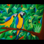 Papageienpäärchen, 2008,
100 x 80 cm, Acryl,
CHF 1'290.--